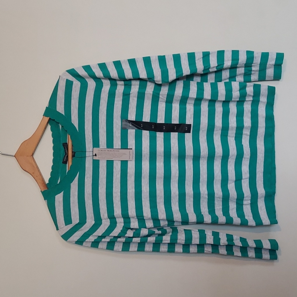 Banana Republic scalloped crew neck striped sweater